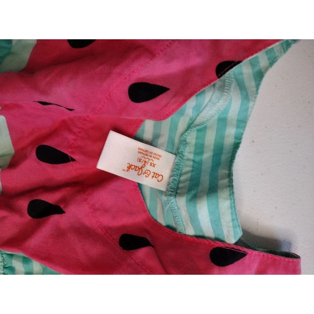Cat & Jack Girls XS (4/5)‎ Watermelon Cover-Up Tassel Trim Beach Pool
